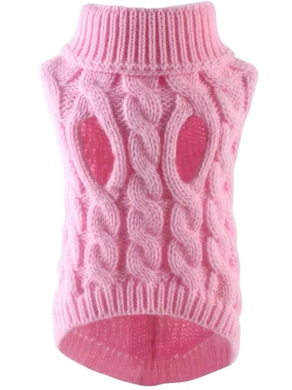 Dog Pink Cable Knit Turtleneck Sweater